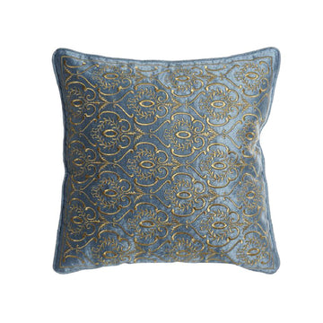 Blue & Gold Pattern Square Cushion