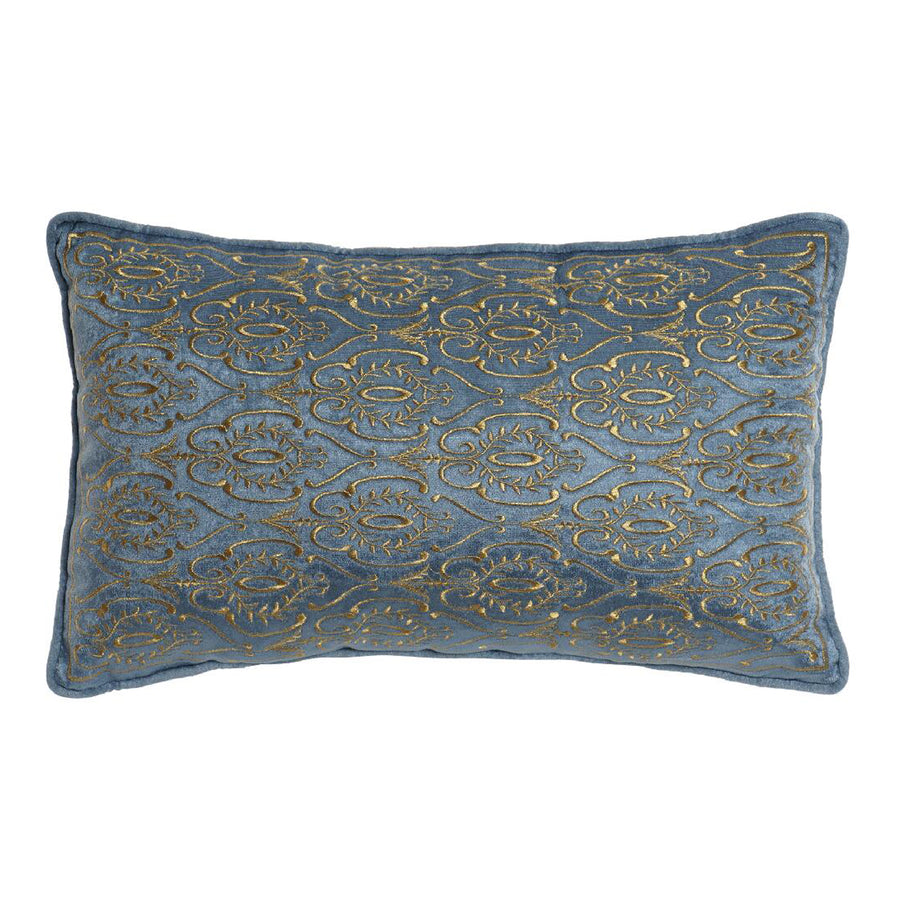 Blue & Gold Pattern Rectangular Cushion
