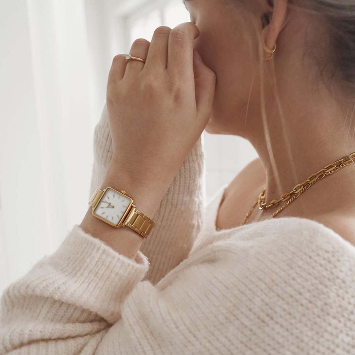 Cluse - La Tétragone Steel White Pearl, Gold Colour