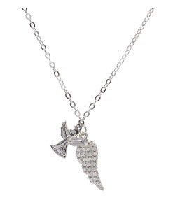 Sterling Silver Angel and Wing Necklace