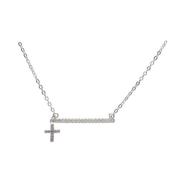Sterling Silver Cross and Bar Necklace