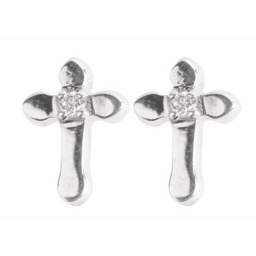 Silver Cz Cross Earrings