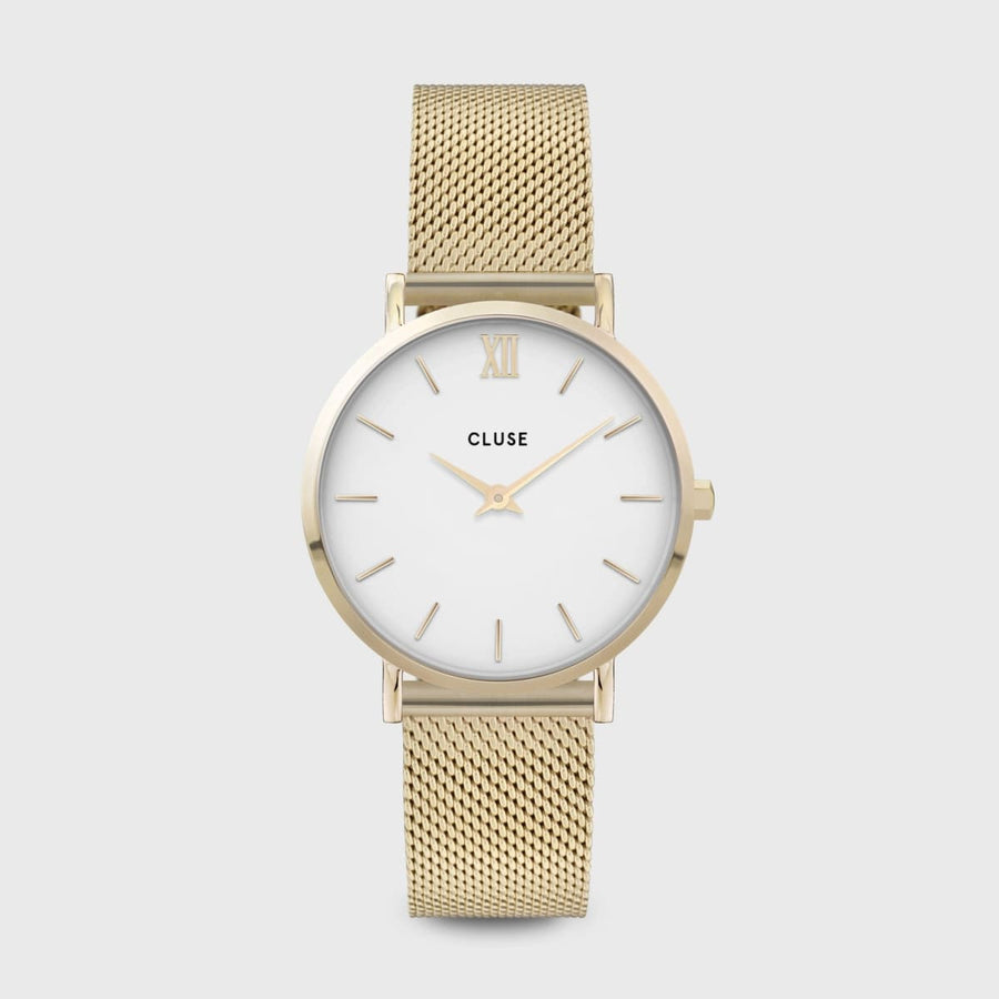 Cluse - Minuit Mesh White, Gold Colour