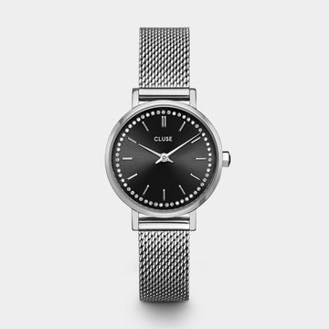 Cluse - Boho Chic Petite Crystals Mesh Black, Silver Colour