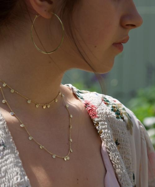Mary-K - Gold Tiny Disc Drop Necklace