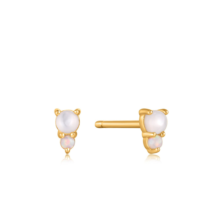 Ania Haie - Gold Mother of Pearl and Kyoto Opal Stud Earrings