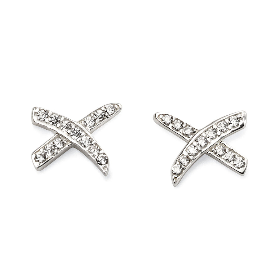 Silver CZ Kiss Earrings
