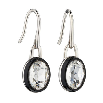 Fiorelli - Clear Crystal Earrings With Black Enamel Border