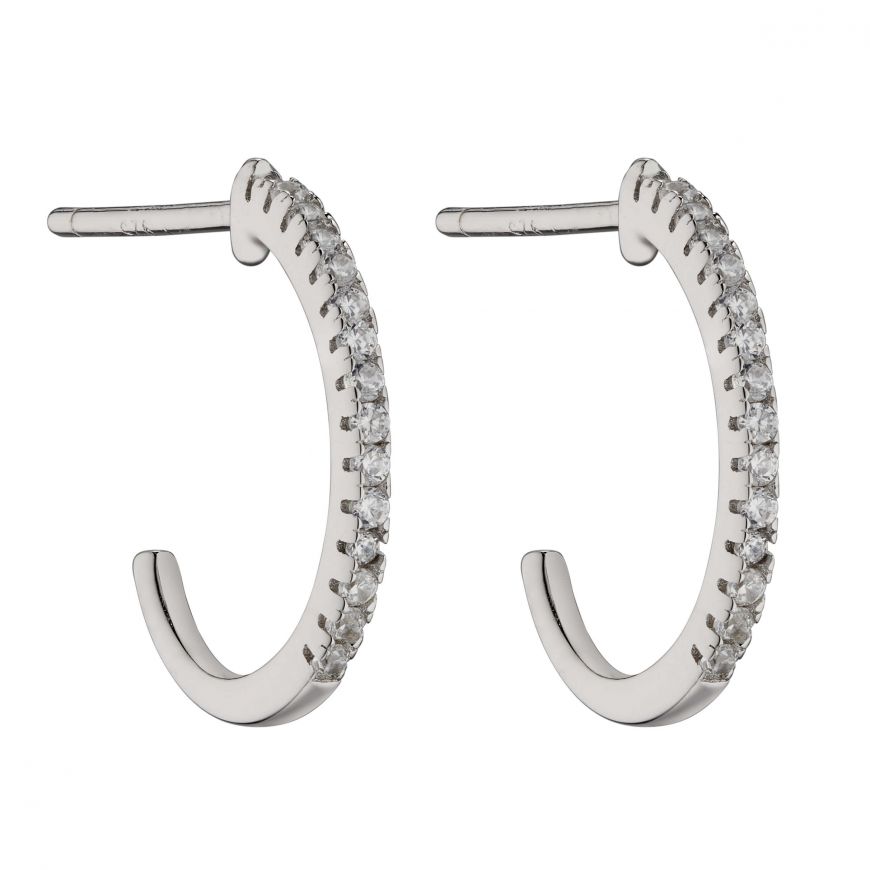 Silver Cz Half Hoop Earrings