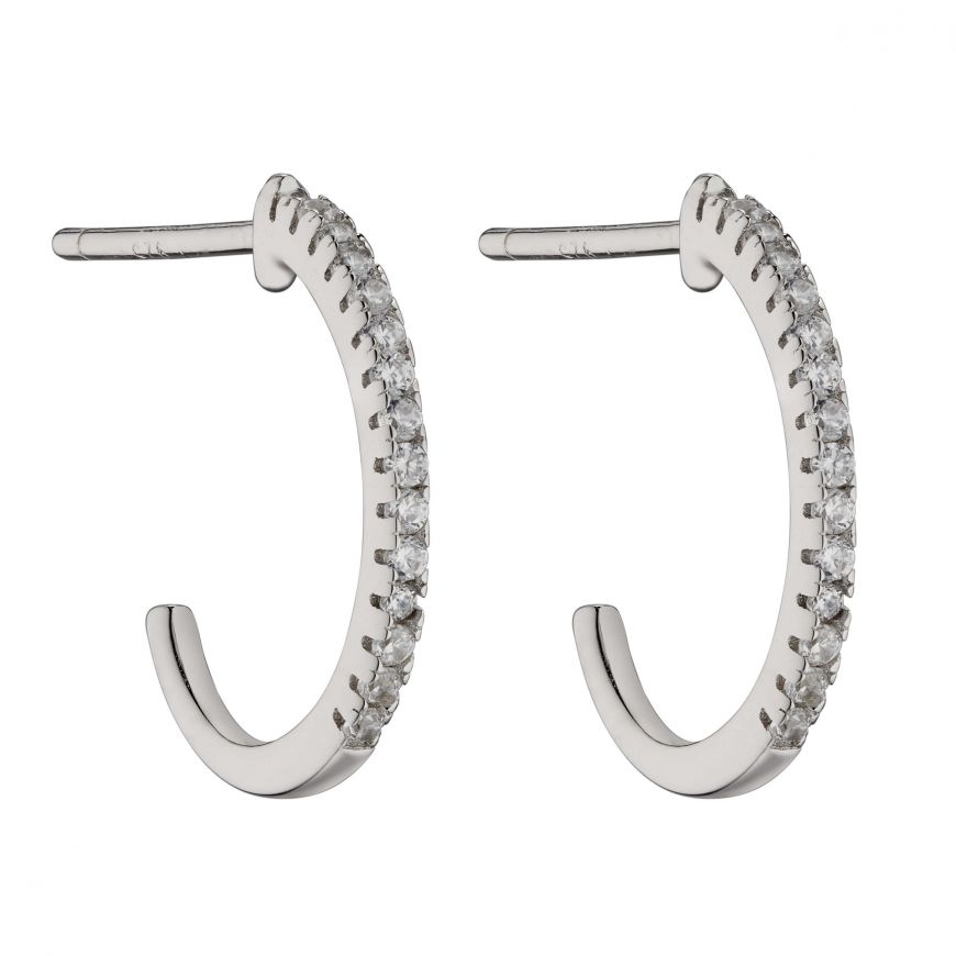Silver Cz Half Hoop Earrings