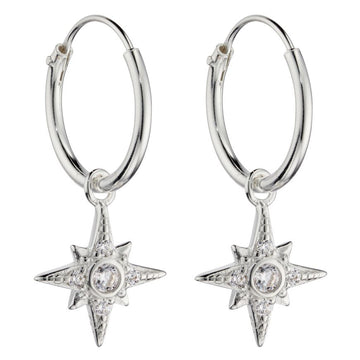 Sterling Silver Starburst Hoop Earrings