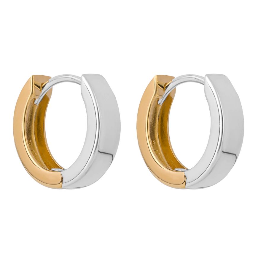 Sterling Silver Half Gold Plated Hoop Earrings