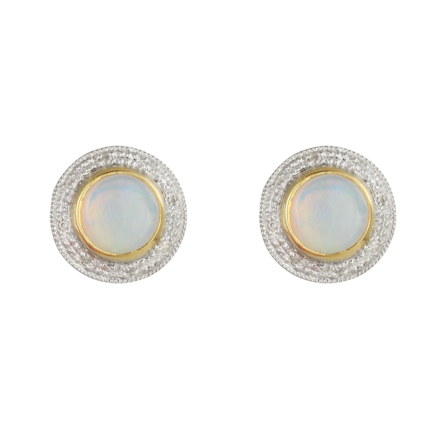 Opal & Diamond Stud Earrings