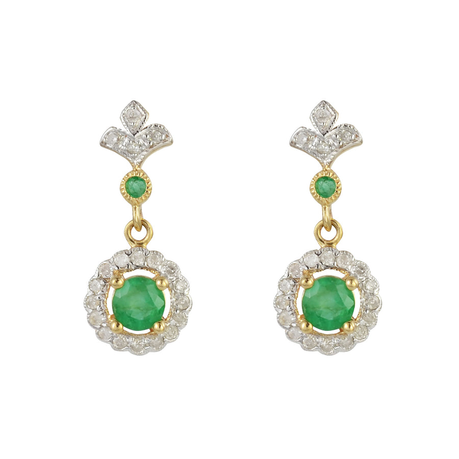 Emerald & Diamond Drop Earrings