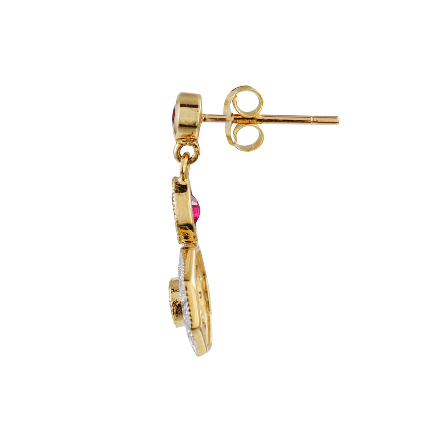Ruby & Diamond Drop Earrings