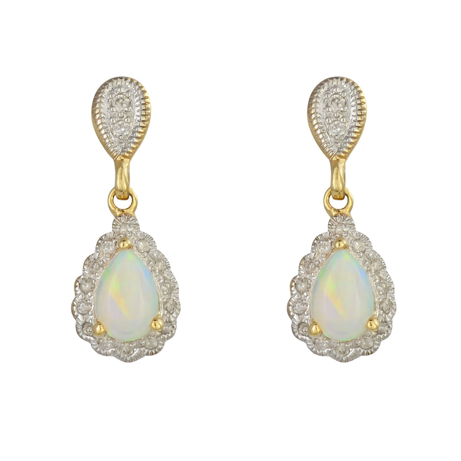 Opal & Diamond Drop Earrings