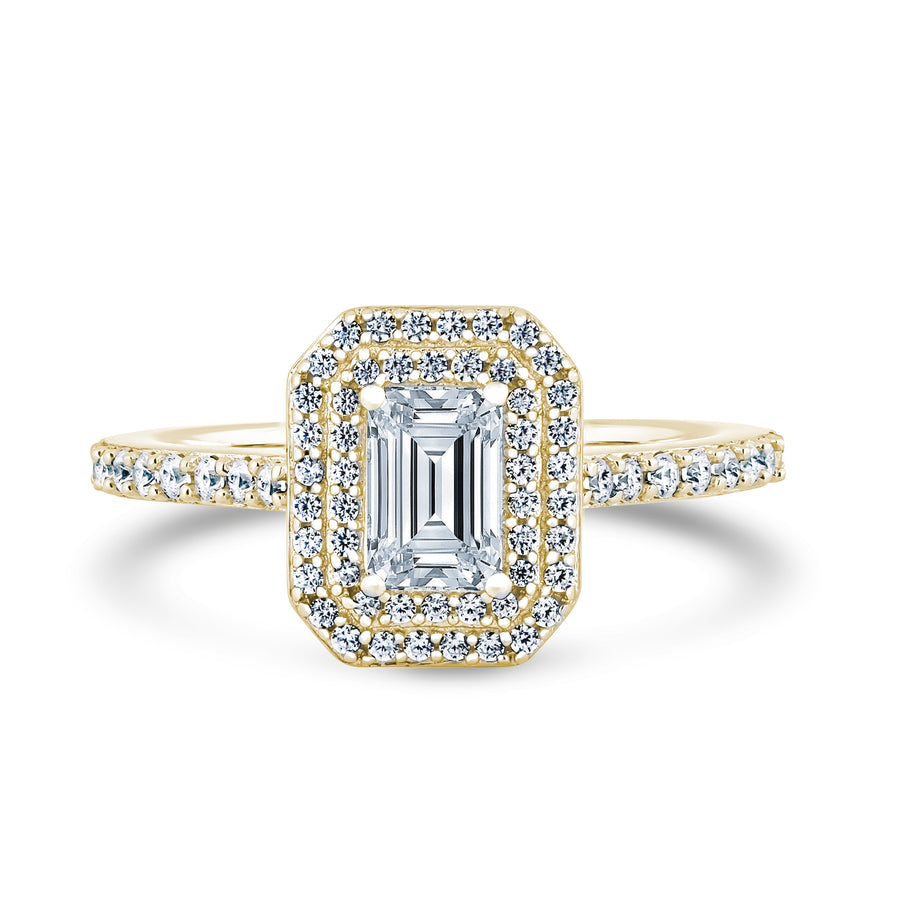 Emerald Cut Diamond Cluster Ring