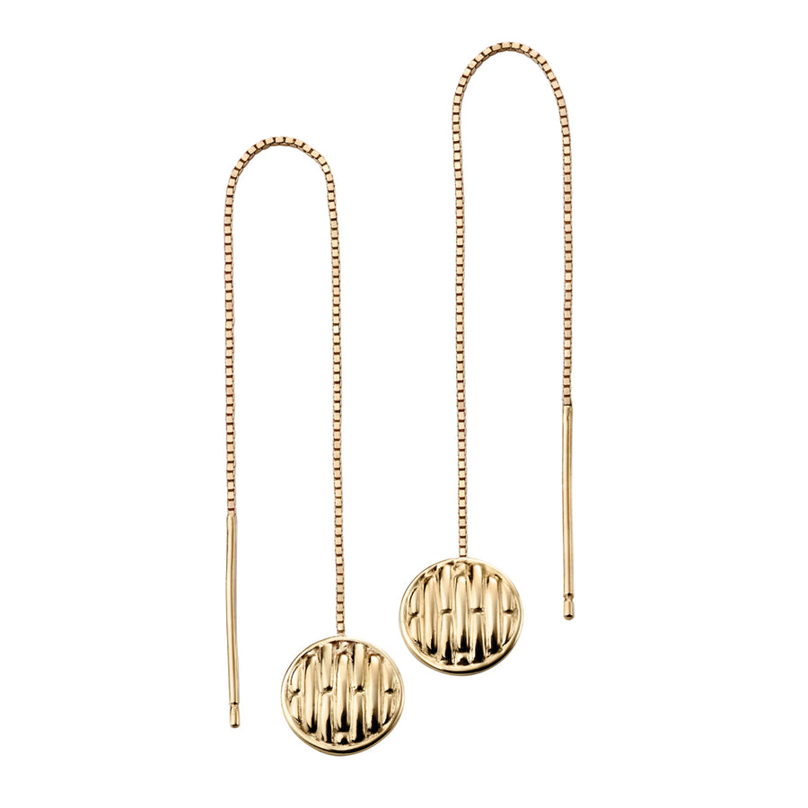 Elements Gold - 9ct Gold Disc Drop Earrings