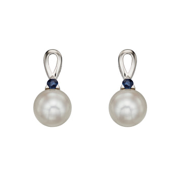 Elements Gold - 9ct White Gold Pearl Drop Earrings