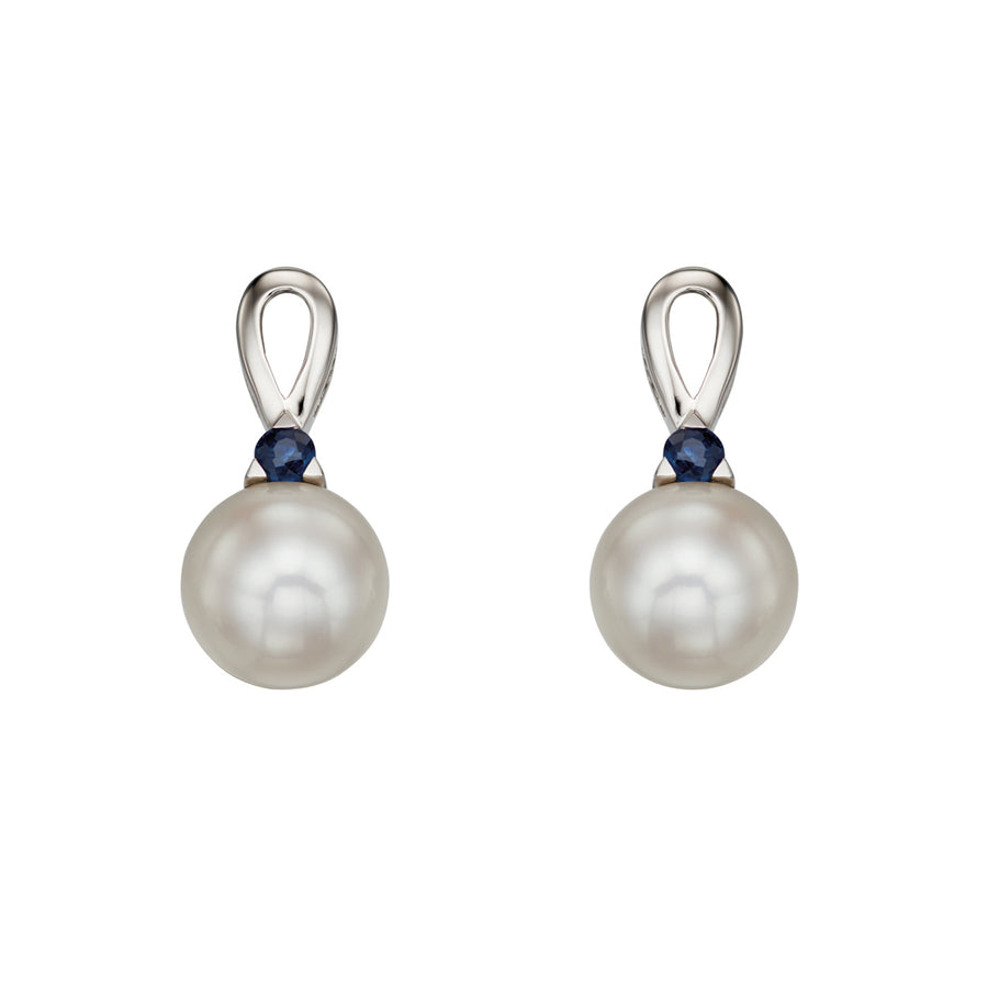 Elements Gold - 9ct White Gold Pearl Drop Earrings