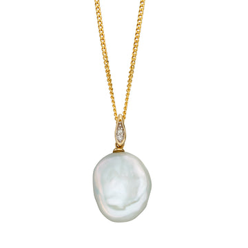 Elements Gold - Baroque Pearl And Diamond Pendant
