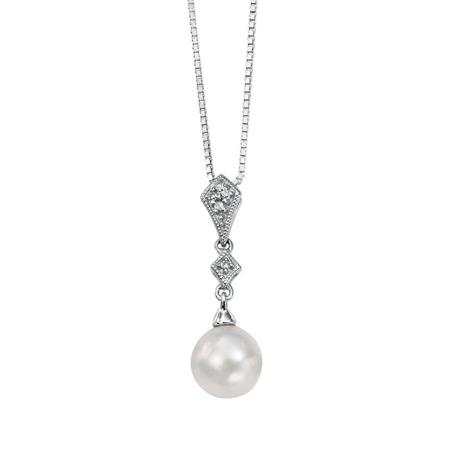 Elements Gold - 9ct White Gold Pearl Necklace