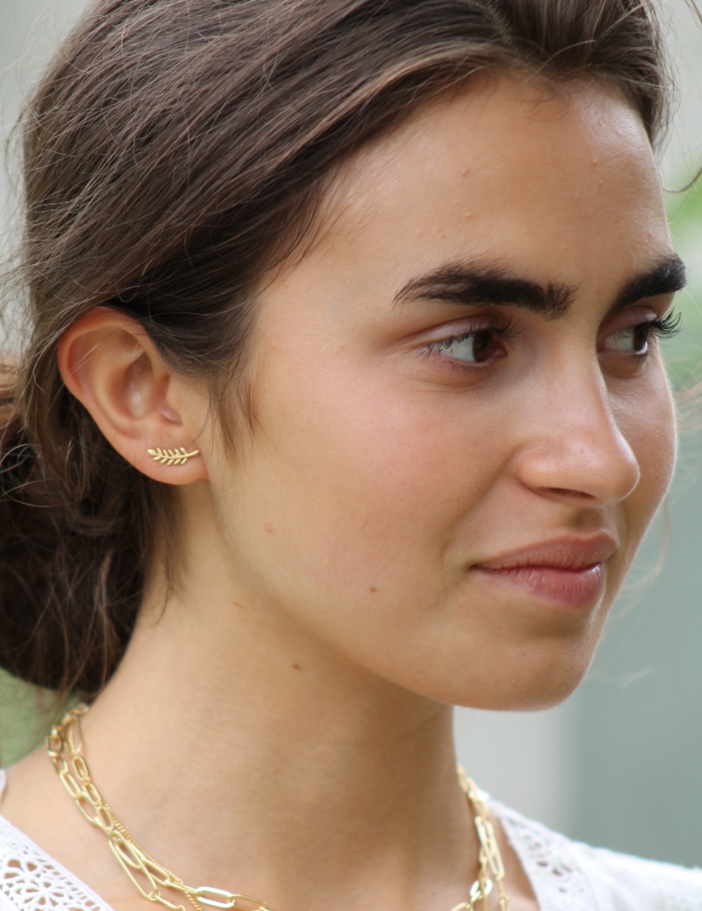 Mary-K - Gold Fern Stud Earrings