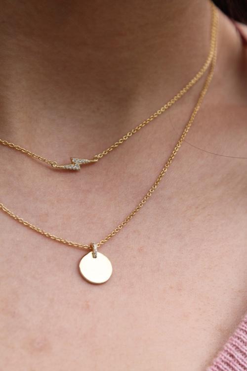 Mary-K - Gold Pave Bolt Necklace