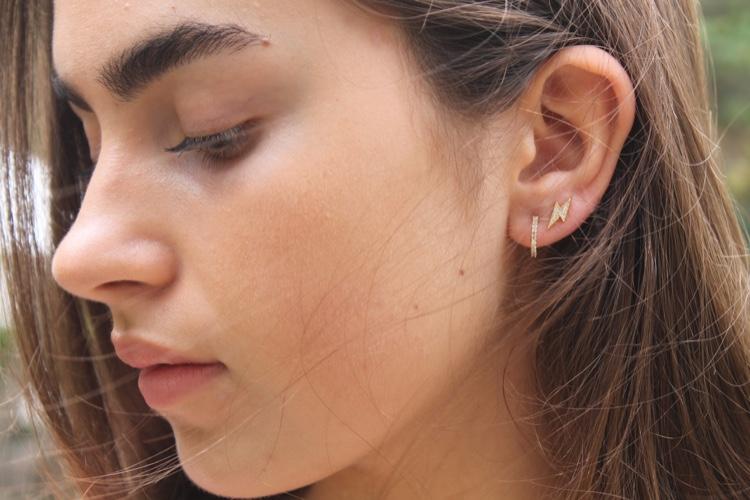 Mary-K - Gold Pave Mini Hoop Earrings