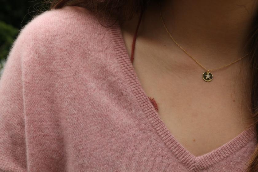 Mary-K - Gold Disc & Pave Star Necklace
