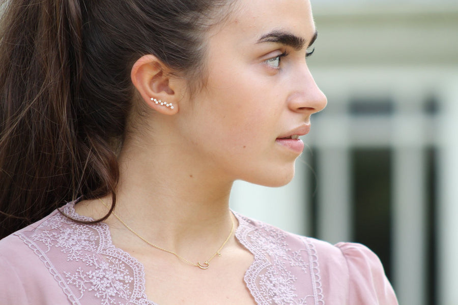 Mary-K - Gold Cluster Climber Earrings