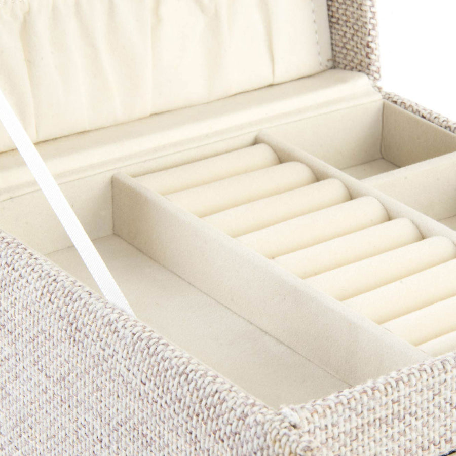 Cream Linen Jewellery Box