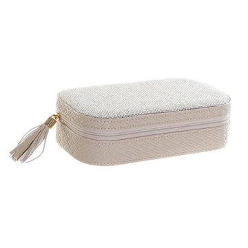 Cream Linen Travel Jewellery Box