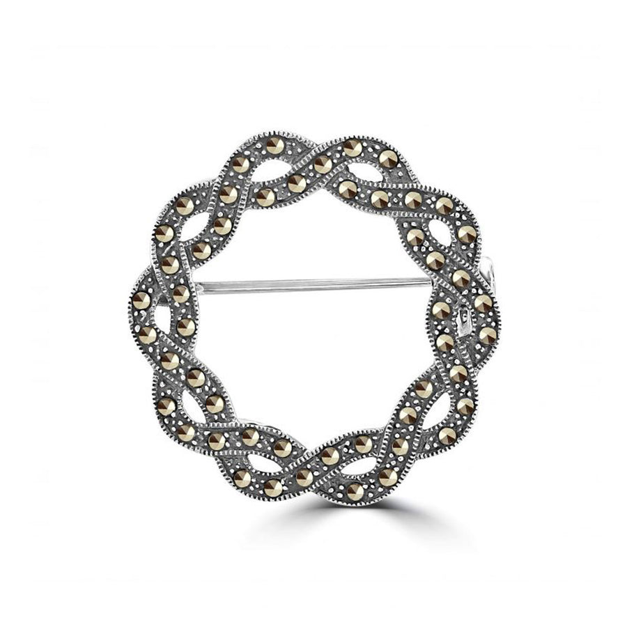 Marcasite Round Woven Brooch