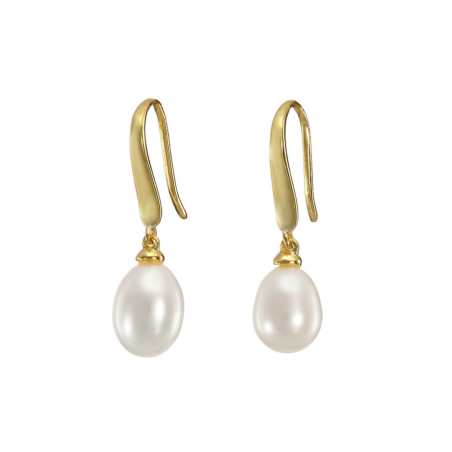 Mary-K - Gold Freshwater Pearl Drop Earrings