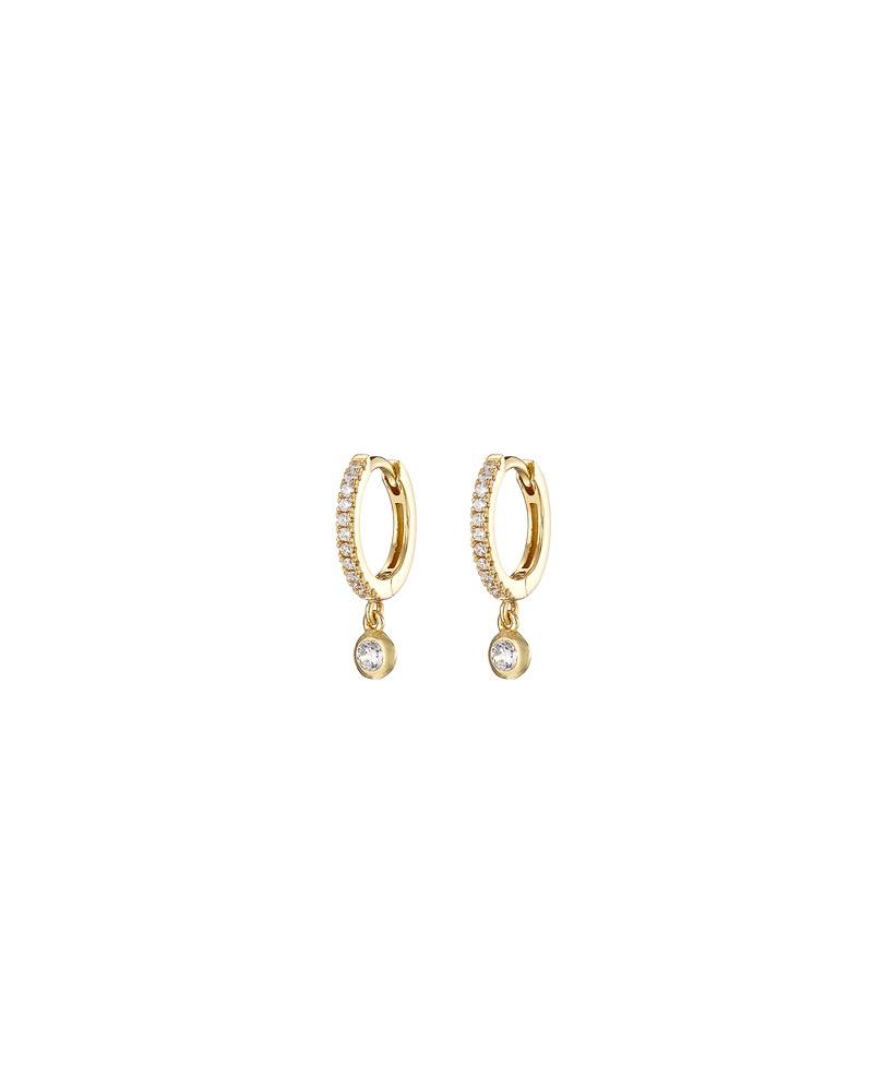 Mary-K - Pave Huggies with Crystal Drop