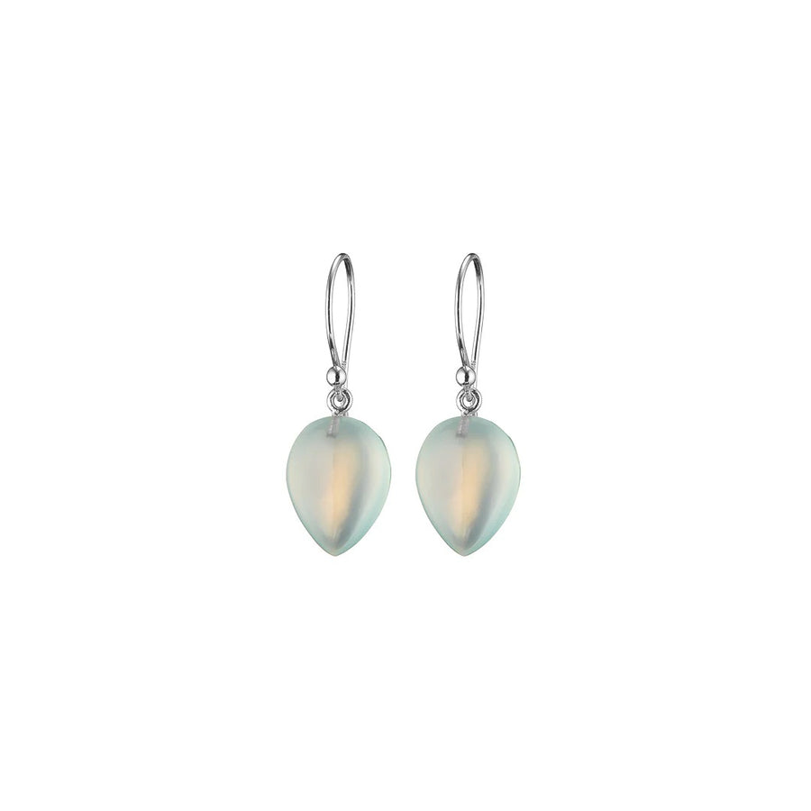Mary-K - Silver Aqua Chalcedony Cone Earrings