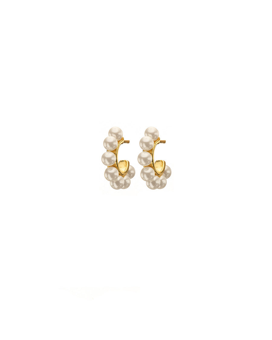 Mary-K - Gold Resin Pearl Hoop Earrings