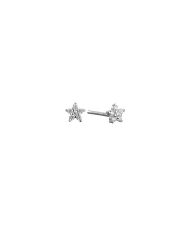 Mary-K - Silver Crystal Star Stud Earrings