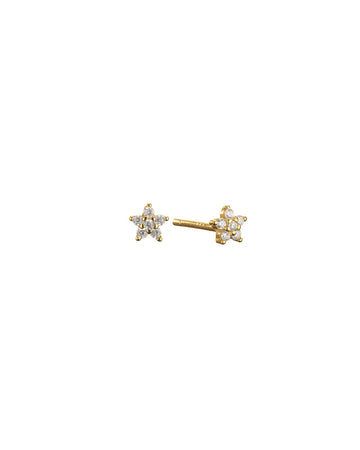 Mary-K - Gold Crystal Star Stud Earrings