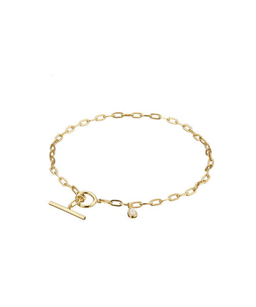Mary-K - Gold Fine Chain Bracelet & Opal Drop