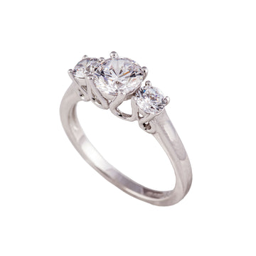 Silver 3 Stone CZ Ring