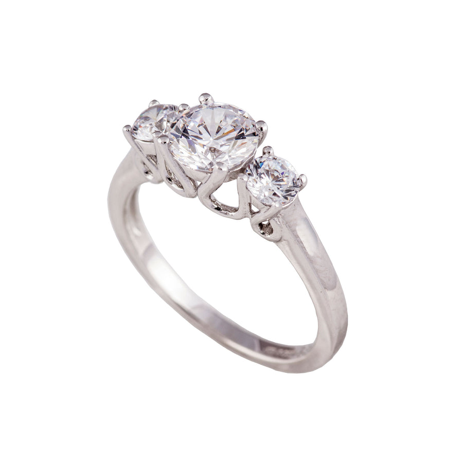Silver 3 Stone CZ Ring