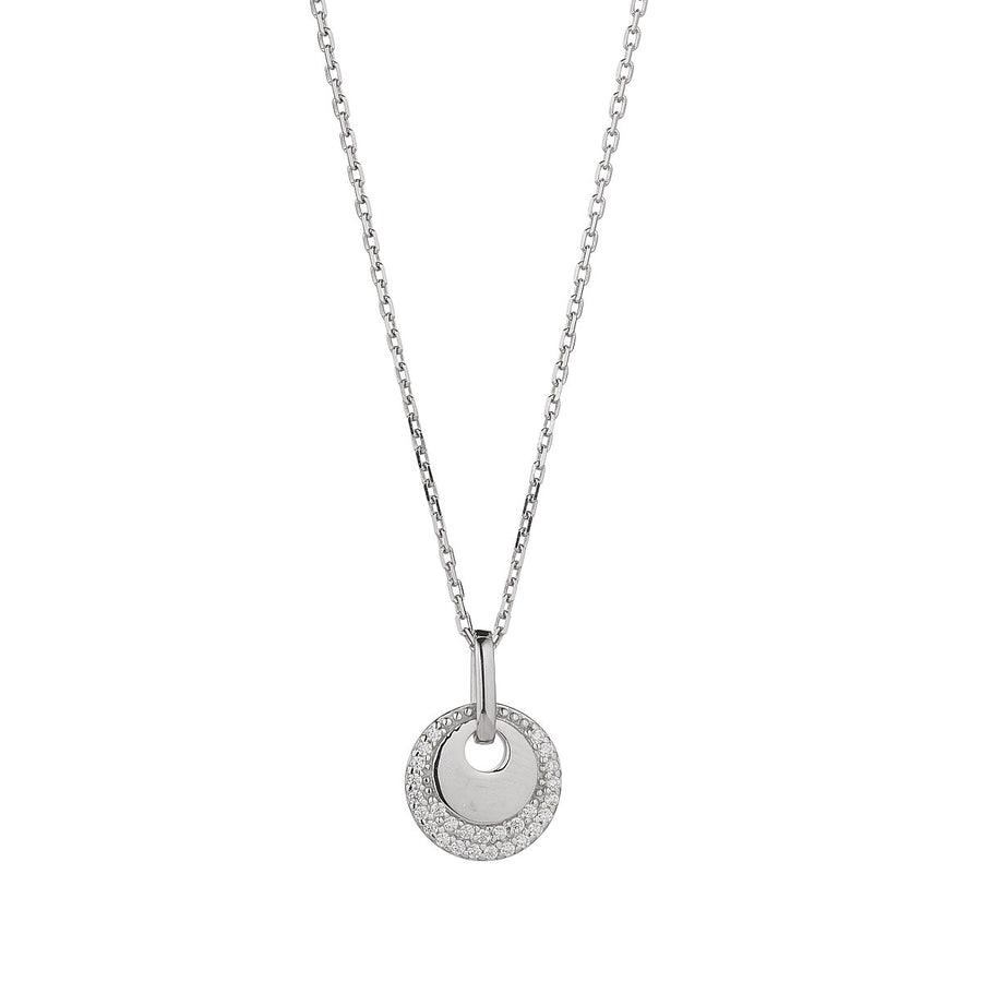 Sterling Silver Double Edge CZ Pendant