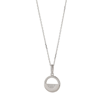 Sterling Silver Half Disc CZ Pendant