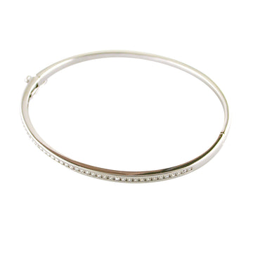 Sterling Silver Cz Hinged Bangle