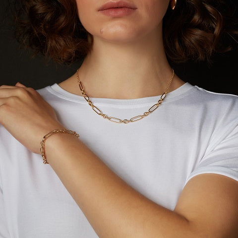 Sterling Silver Gold Plated Figaro Chain Necklace