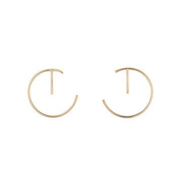 9ct Gold Open Circle Line Hoop Earrings