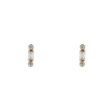 9ct Gold Baguette Bar Earrings