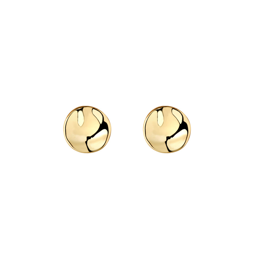 9ct Gold Hammered Disc Stud Earrings